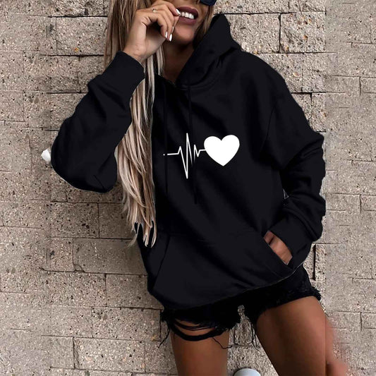 Women'S Pullover Fashion Casual Fun Print Hooded Sweatshirt Loose Sports Tops Pullover