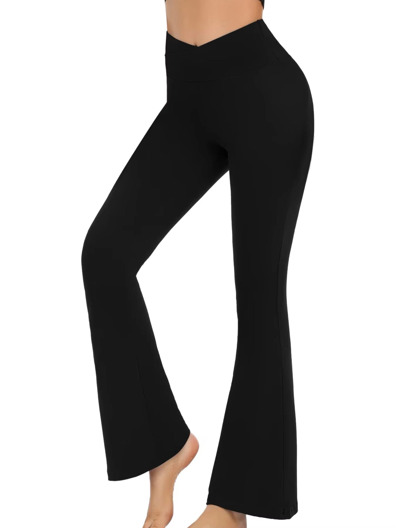 Flared Leggings Crossover Women'S Yoga Pants Control Tummy High Waist Wide Leg Pants