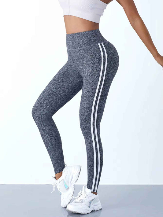 Casual Sports Side Stripe Pants High Waist 4 Way Stretch Breathable Running Workout Yoga Leggings Activewear for Women