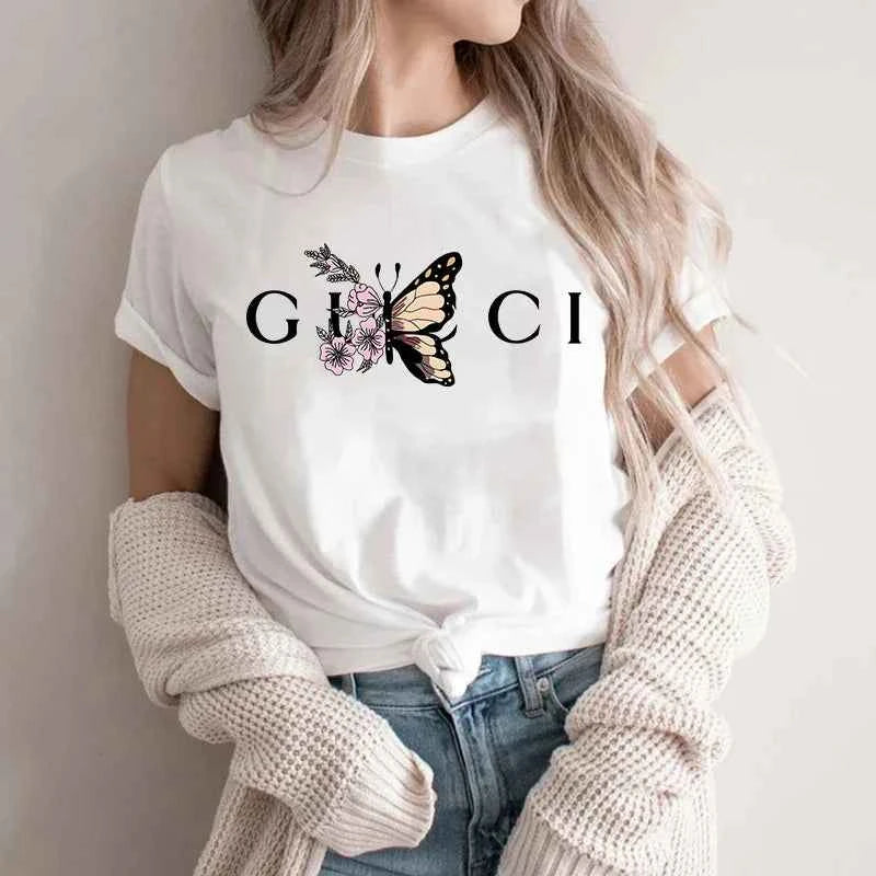 High Quality Women'S Cotton T Shirt Letter Printed Daily Blouse Tops  Classic Style Short Sleeve Female Harajuku Y2K Tee