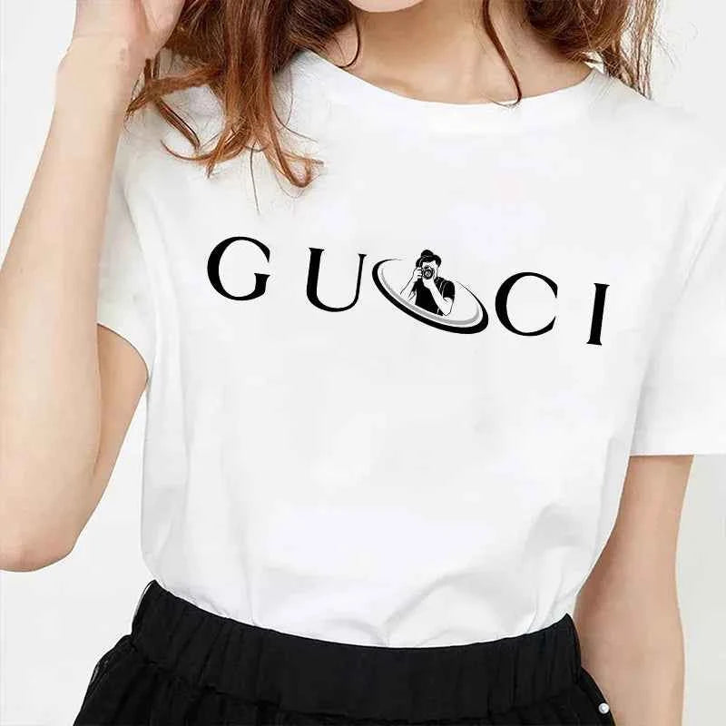 High Quality Women'S Cotton T Shirt Letter Printed Daily Blouse Tops  Classic Style Short Sleeve Female Harajuku Y2K Tee