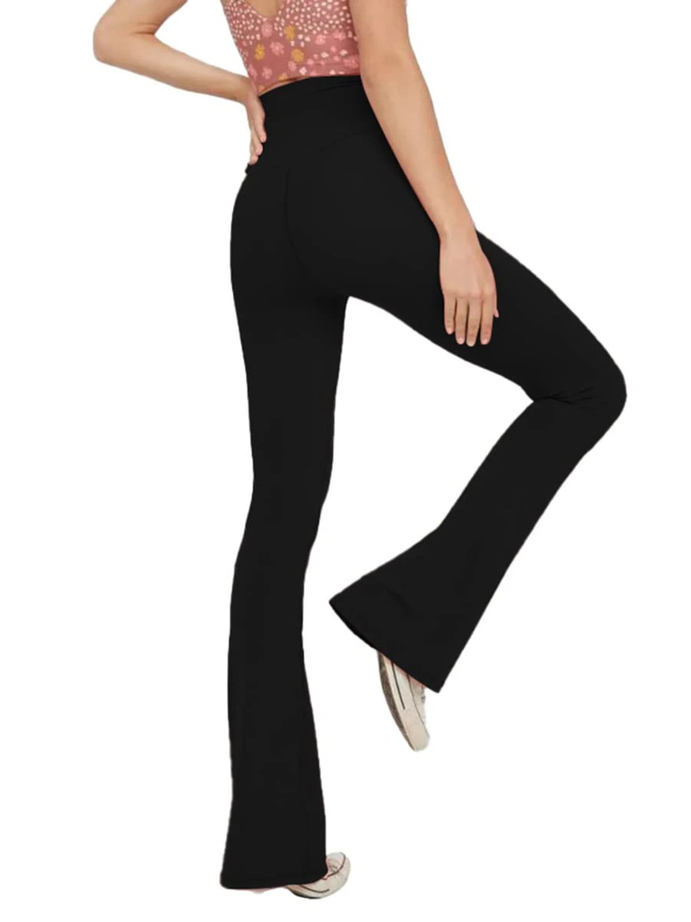 Flared Leggings Crossover Women'S Yoga Pants Control Tummy High Waist Wide Leg Pants