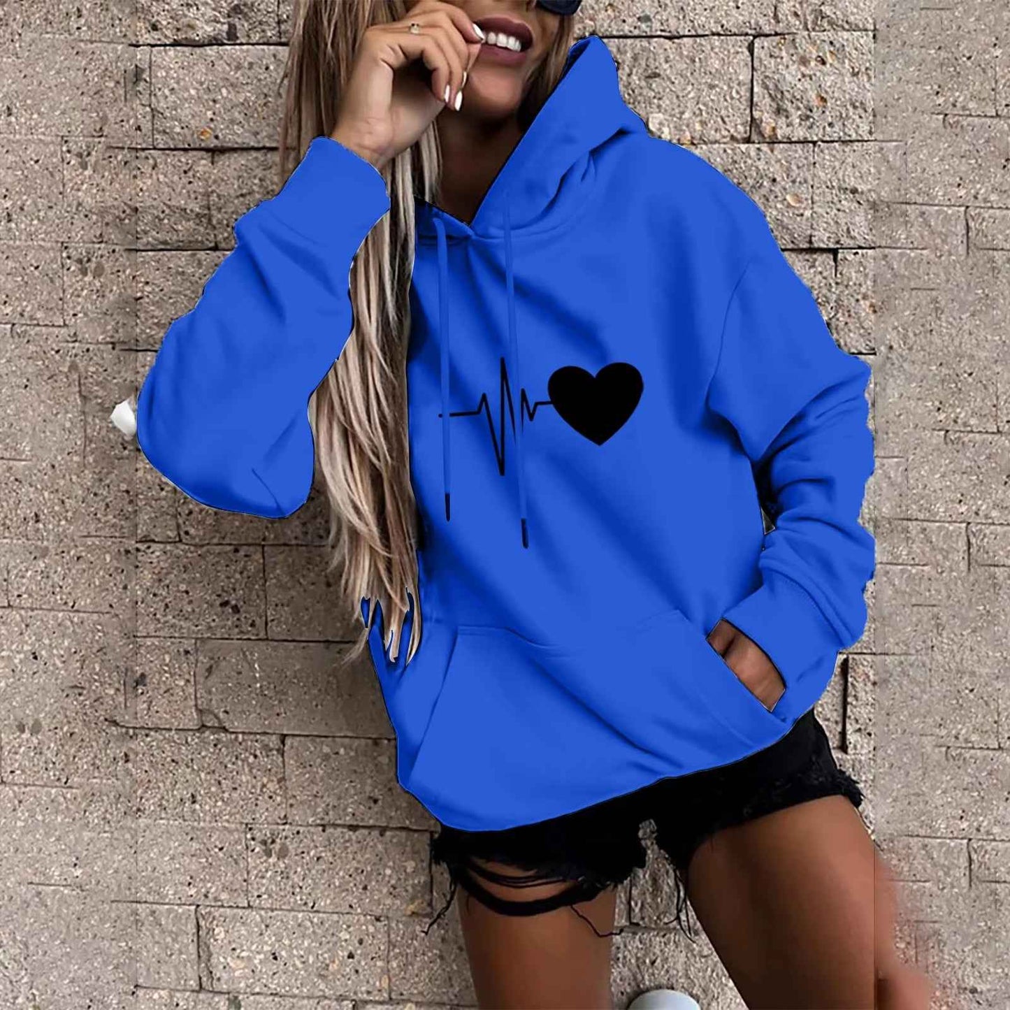 Women'S Pullover Fashion Casual Fun Print Hooded Sweatshirt Loose Sports Tops Pullover